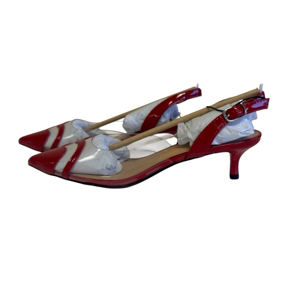 a new day White and Red Pointed Slingback Flats with Heart Detail size 8 - Picture 3 of 8